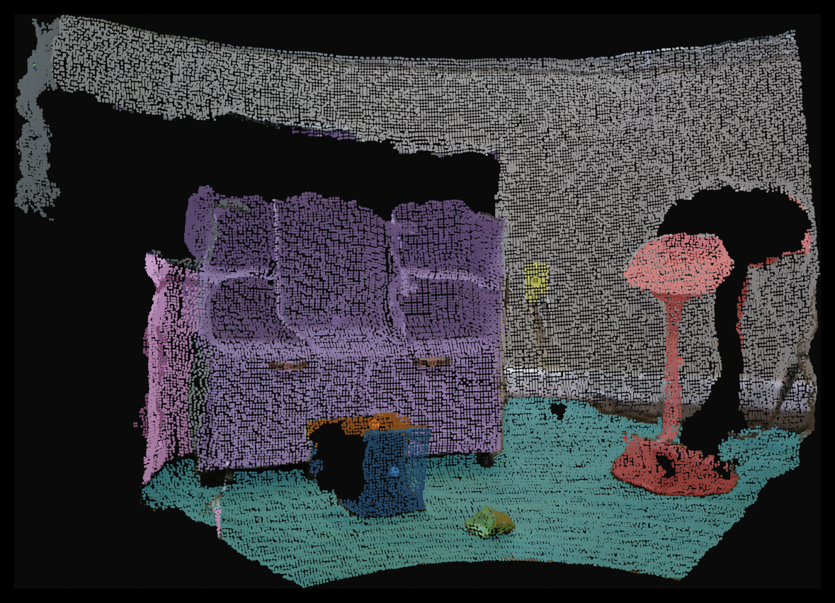 segmented scene with interactable points